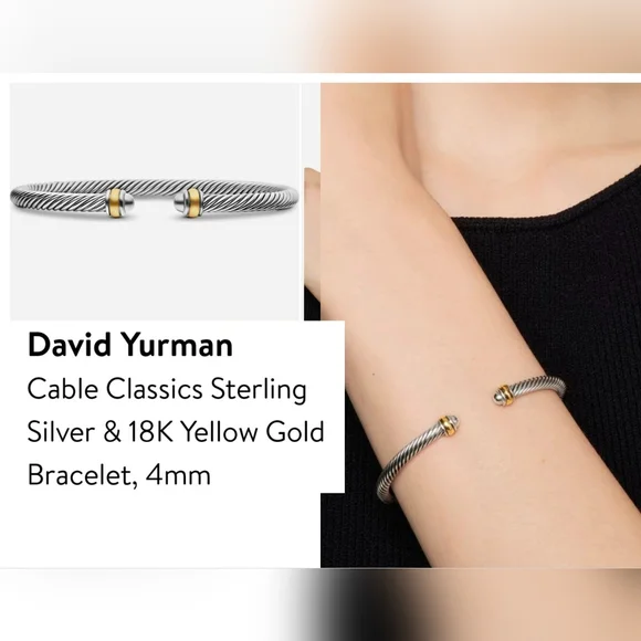 David Yurman Silver Bracelet with Gold Accents, - Picture 1 of 9